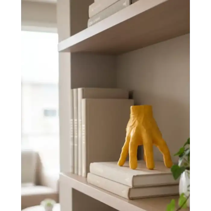 AsilTech 3D Sarı El Dekoratif Biblo 17x16 cm Modern Ev Aksesuarı