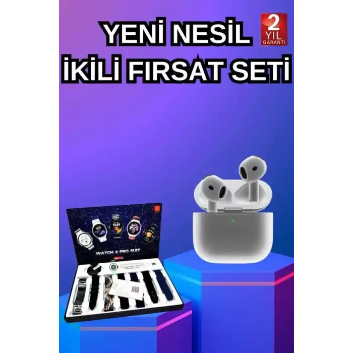 AsilTech 3.Nesil TWS Bluetooth Kulaklık Bluetooth Bağlantılı Akıllı Saat Amoled Ekran Plastik Hasır Kordon
