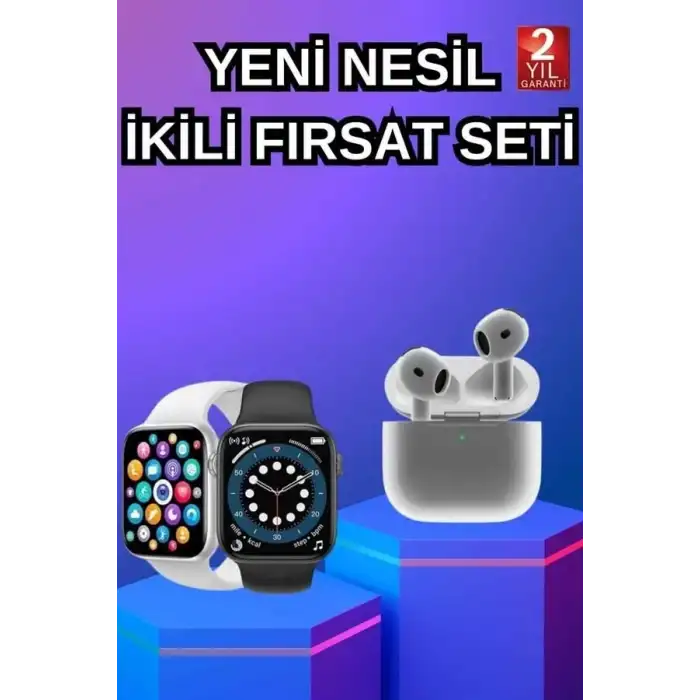 AsilTech 3.Nesil TWS Bluetooth Kulaklık ve Dokunmatik Ekran Akıllı Saat Sesli Görüşme