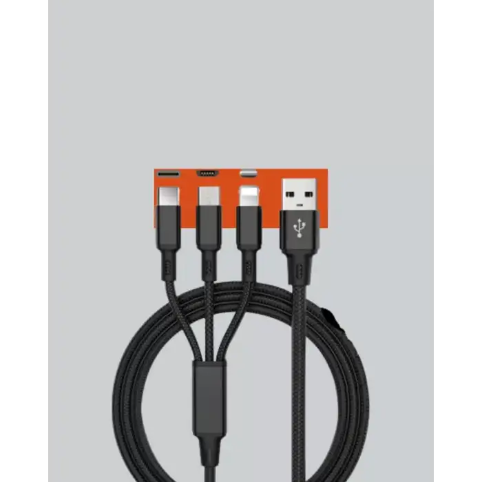 AsilTech 3’ü 1 Arada Hızlı Şarj Kablosu – iOS Android Type-C Uyumlu