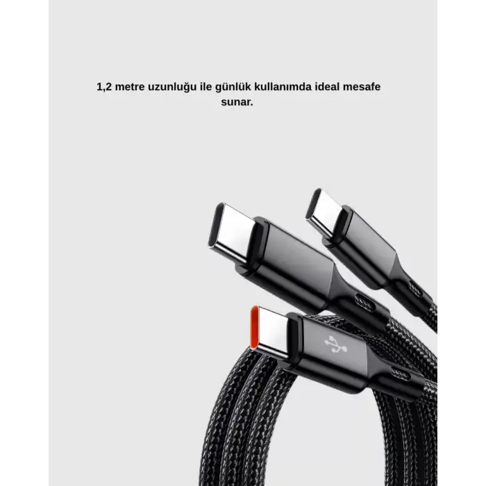 AsilTech 3’ü 1 Arada Hızlı Şarj Kablosu iOS Android Type-C Uyumlu ve Dayanıklı