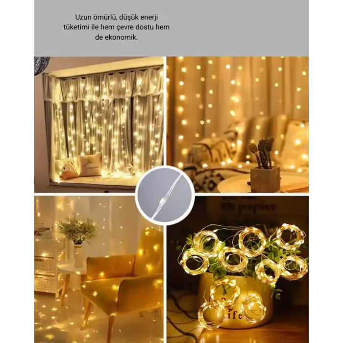 AsilTech 3x3 Perde LED Işık Şelale Model Özel Gün Dekoratif Aydınlatma