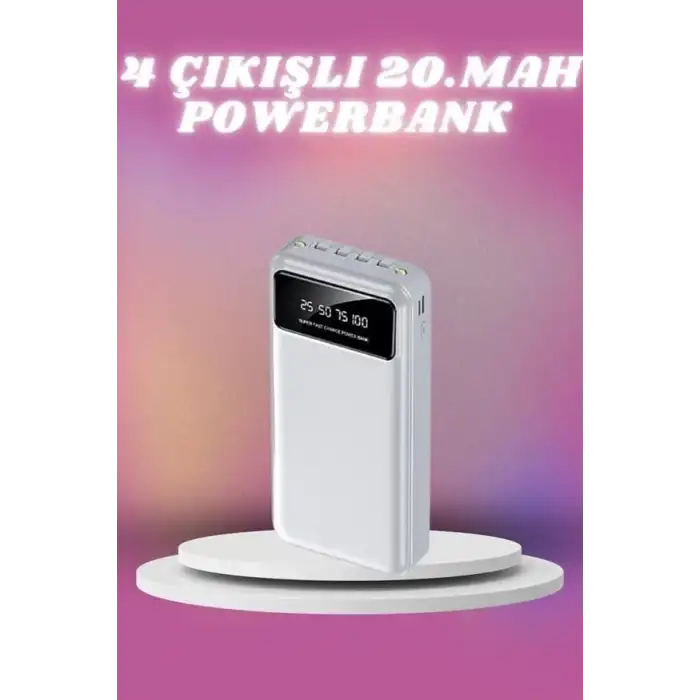 AsilTech 4 Çıkışlı 20.000 MAH Powerbank Taşınabilir Çoklu Giriş