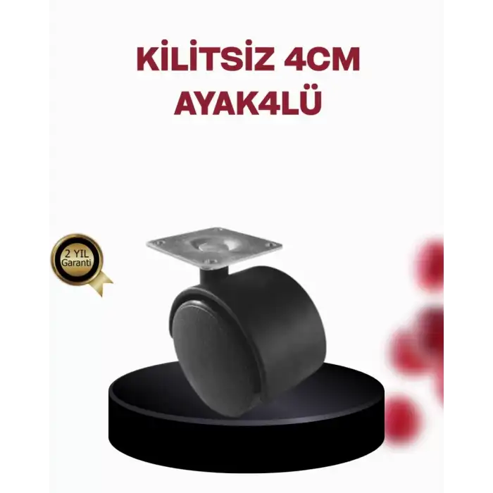 AsilTech 4 cm Döner Ayak Kilitsiz 4 Adet Mobilya ve Sehpa Ayağı