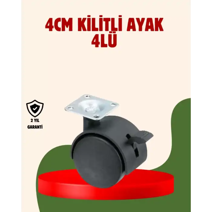 AsilTech 4 cm Kilitli Döner Ayak 4 Adet Sehpa ve Mobilya Ayağı