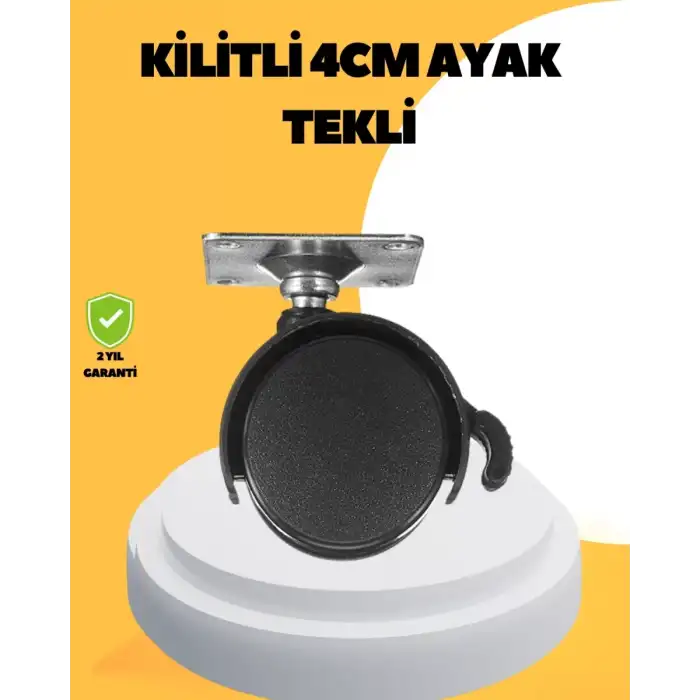 AsilTech 4 cm Kilitli Mobilya Tekerleği Tekli Sessiz ve Dayanıklı