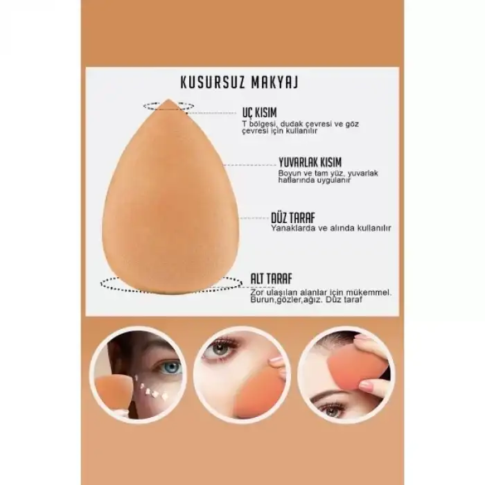 AsilTech 4lü Kapaklı Armut Makyaj Süngeri Seti