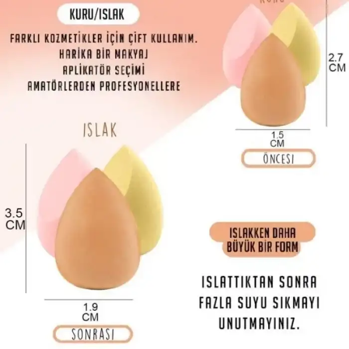 AsilTech 4lü Kapaklı Armut Makyaj Süngeri Seti