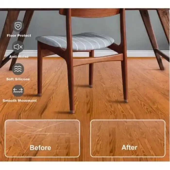 AsilTech 4lü Keçeli Şeffaf Silikon Sandalye Ayak Koruyucu Seti