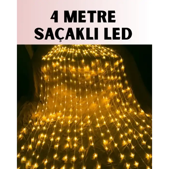 AsilTech 4 Metre Icicle Şelale Led Yılbaşı Perde Işık Sıcak Ambiyans