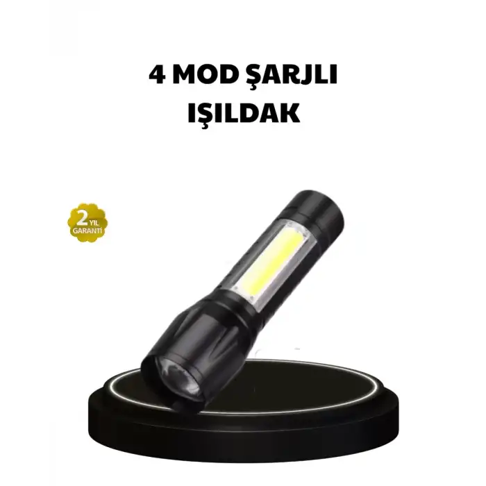 AsilTech 4 Mod Şarjlı Işıldak | Ultra Güçlü Cree LED | Su Geçirmez Alüminyum Gövde