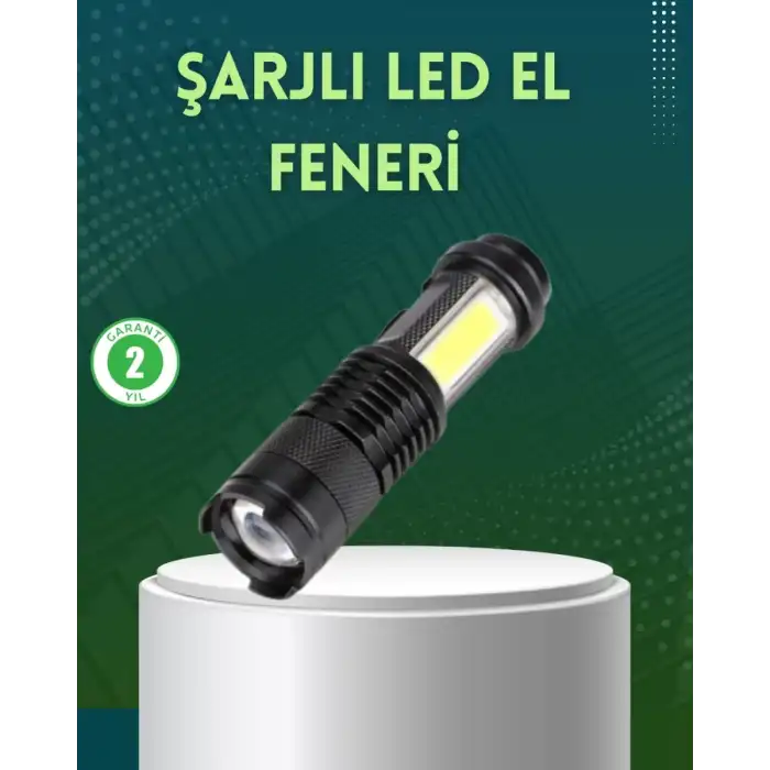 AsilTech 4 Modlu USB Şarjlı LED El Feneri Kamp ve Outdoor