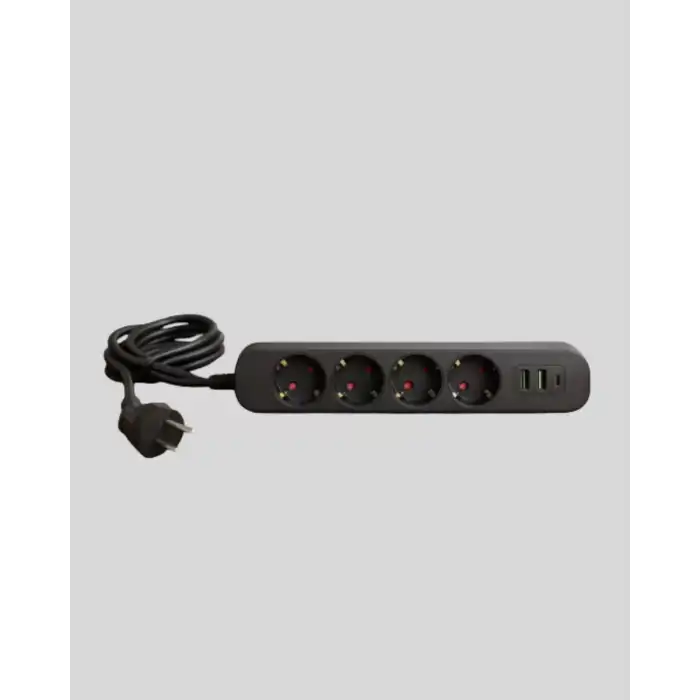AsilTech 4 Priz 2 USB 1 Type-C Akım Korumalı Çoklu Priz Led Anahtarlı