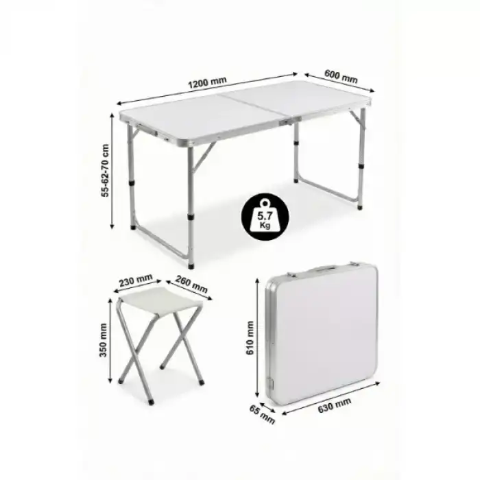 AsilTech 4 Sandalyeli Katlanabilir Masa Seti