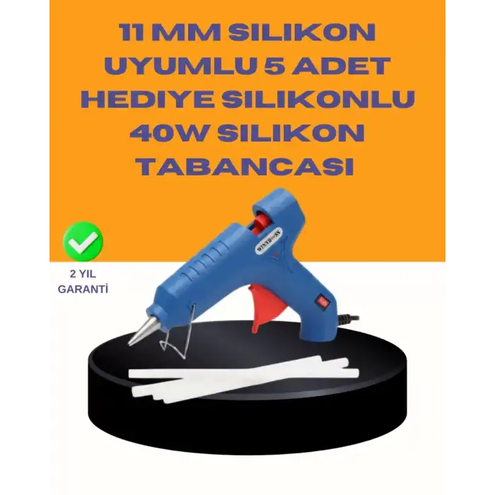 AsilTech 40W Sıcak Mum Silikon Tabancası 5 Silikon Hediyeli Hızlı Yapıştırma