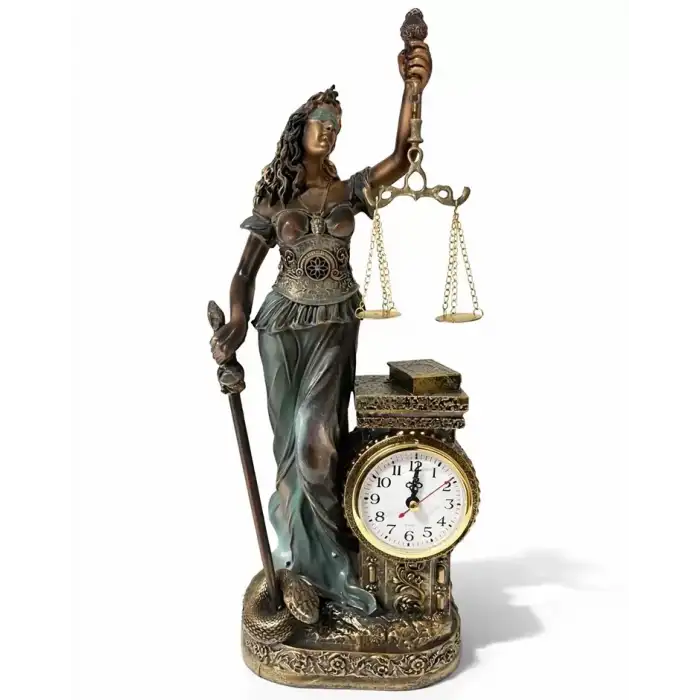 AsilTech 44x17 cm Polyester Saatli Adalet Figürü