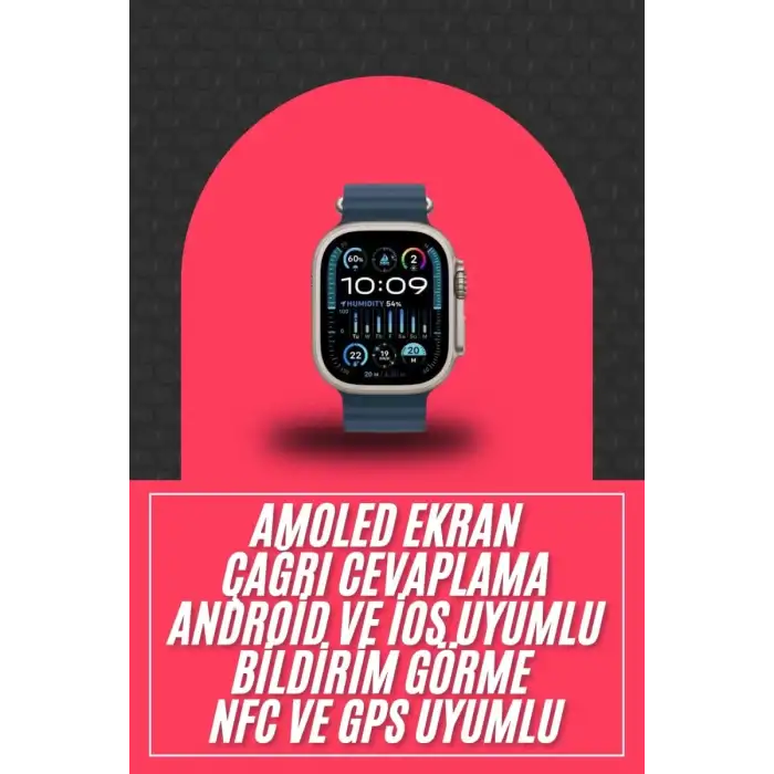 AsilTech 49mm Akıllı Saat Amoled Ekranlı Kadın Erkek Kol Saati Plastik Kordon