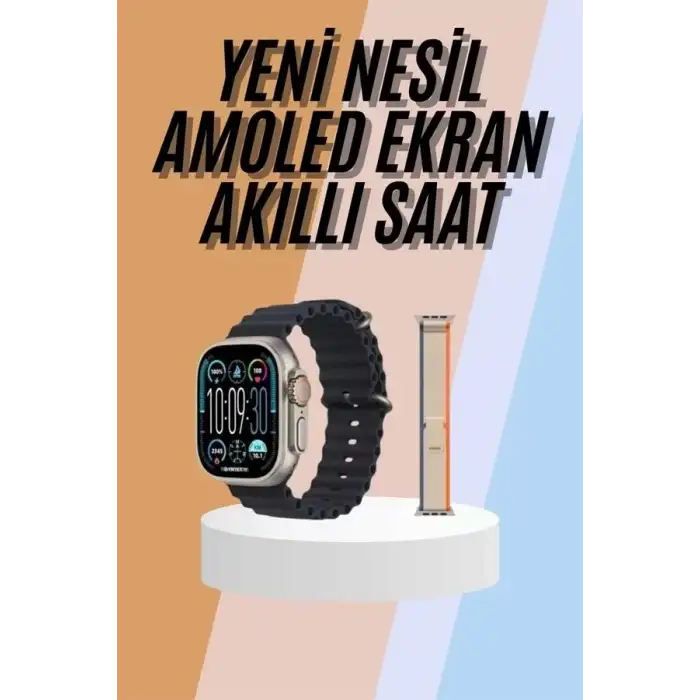 AsilTech 49mm Akıllı Saat Amoled Ekranlı Kadın Erkek Kol Saati Plastik Kordon