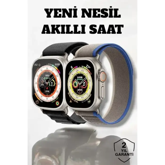 AsilTech 49MM Ekranlı, Kan Basıncı ve Adımsayar Özellikli Bluetooth Akıllı Saat