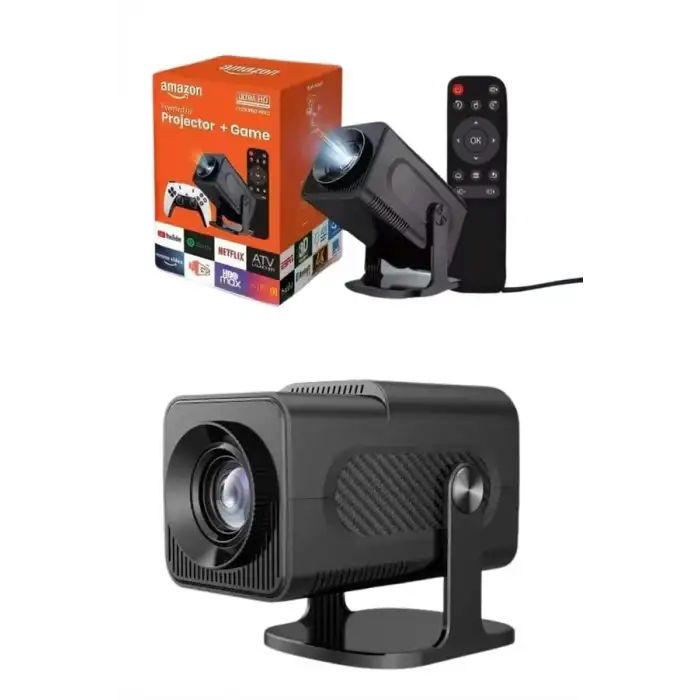 AsilTech 4K Android Smart Wi-fi Çift Kollu Projeksiyon Game Box Kumandalı Taşınabilir