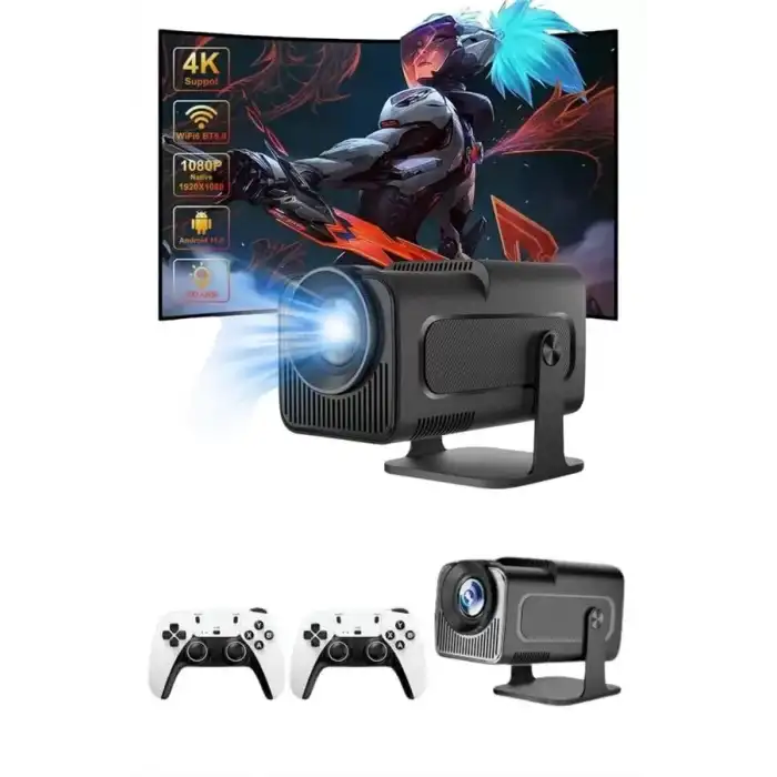 AsilTech 4K Android Smart Wi-fi Çift Kollu Projeksiyon Game Box Kumandalı Taşınabilir Yeni Nesil