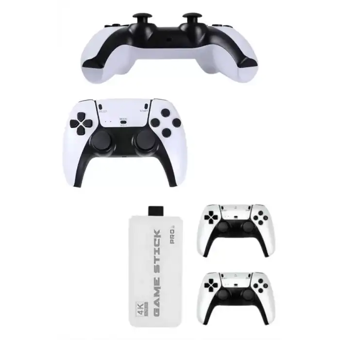 AsilTech 4K HD Görüntü Kaliteli Retro Game Stick 20000 Oyunlu Çift Kollu Beyaz Game Stick