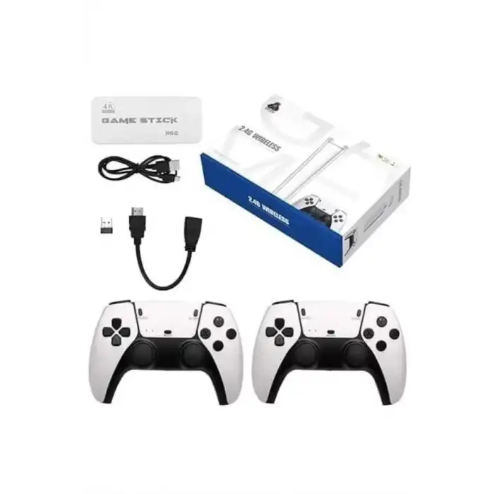 AsilTech 4K HD Görüntü Kaliteli Retro Game Stick 20000 Oyunlu Çift Kollu Beyaz Game Stick