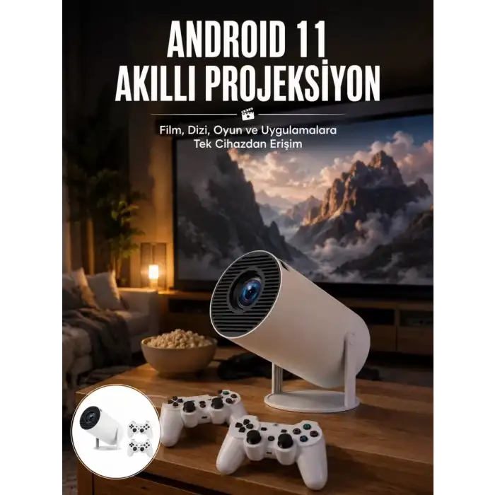 AsilTech 4K Wireless Çift Kollu Kumandalı Oyun Projeksiyonu Retro Video Oyunu Yeni Nesil