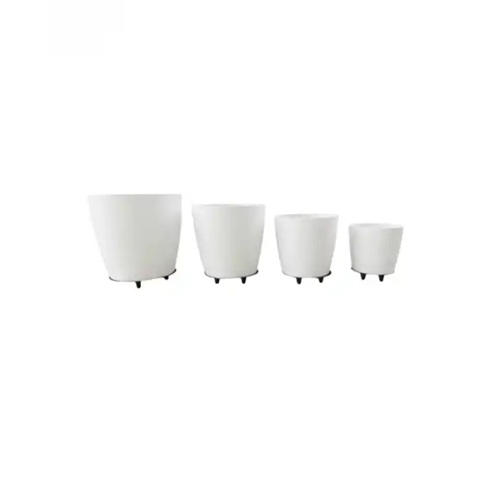 AsilTech 4’lü 3D Beyaz Ayaklı Saksı Seti Modern Minimal Dekoratif Vazo