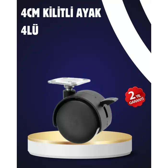 AsilTech 4’lü Kilitli Tekerlek Ayak 4 cm Sessiz ve Dayanıklı