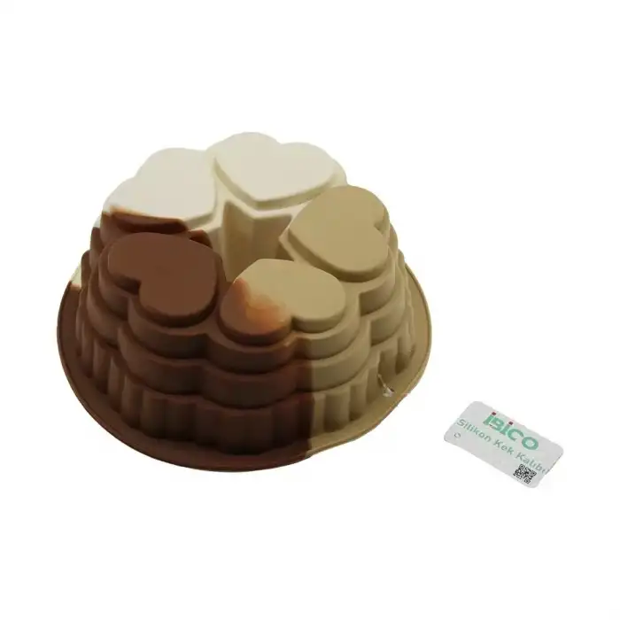 AsilTech 5 Dilim Kalp Tasarımlı Kek Kalıbı - Silikon - 9 cm Derinlik