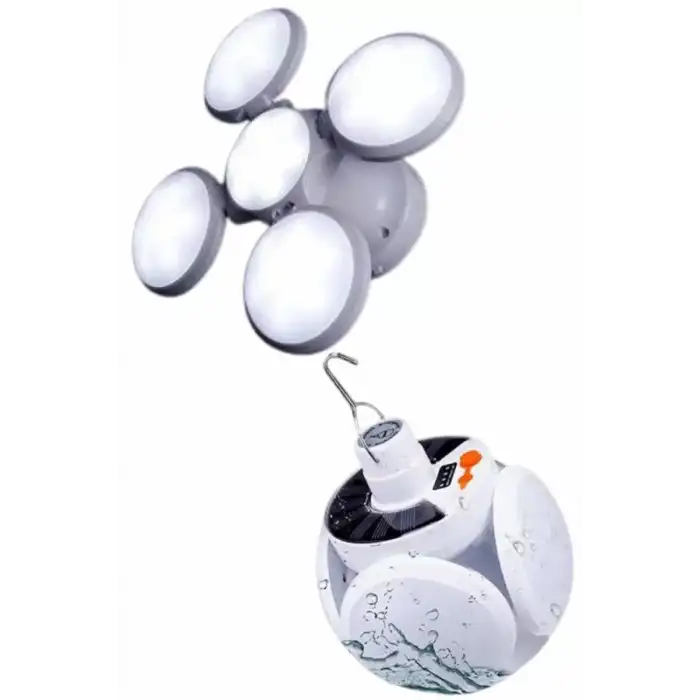 AsilTech 5 Kanatlı Bahçe Aydınlatma Led Askılı Solar Güneş Enerji Usb Sarjlı