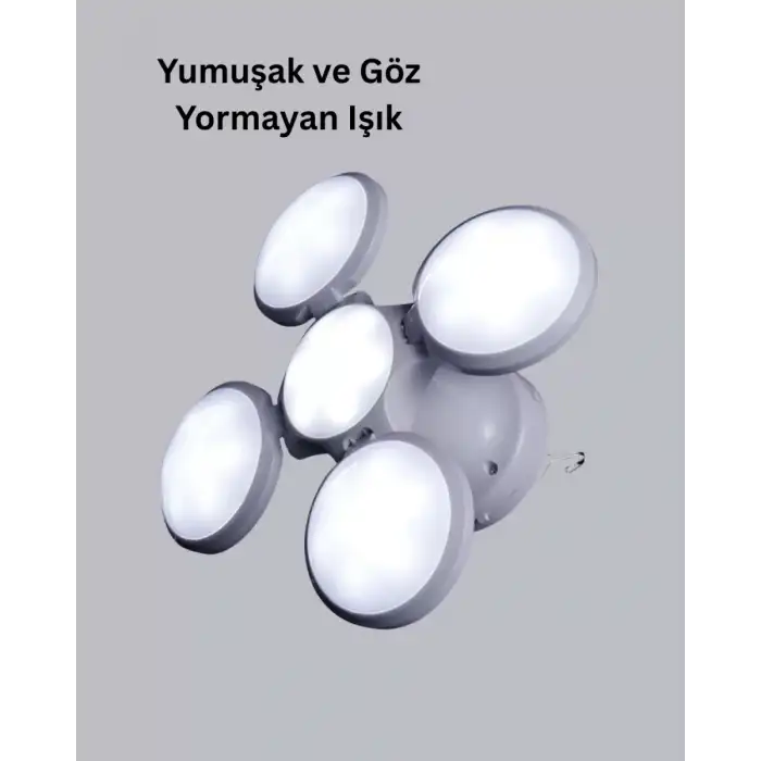 AsilTech 5 Kanatlı Solar Kamp Lambası – USB Şarjlı, Taşınabilir, IP65 Su Geçirmez Bahçe Lambası
