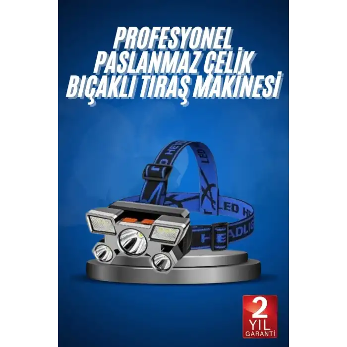 AsilTech 5 LED Far Şarj Edilebilir Güçlü Kafa Lambası Kamp Lambası 4 Modlu