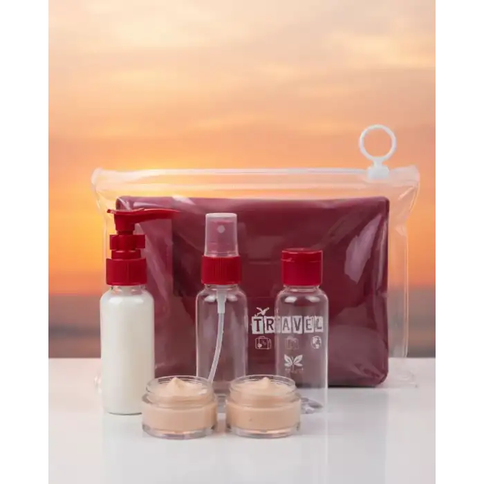 AsilTech 5 Parça Kozmetik Dolum Şişesi Seti Seyahat Tipi Sızdırmaz Bakım Kabı