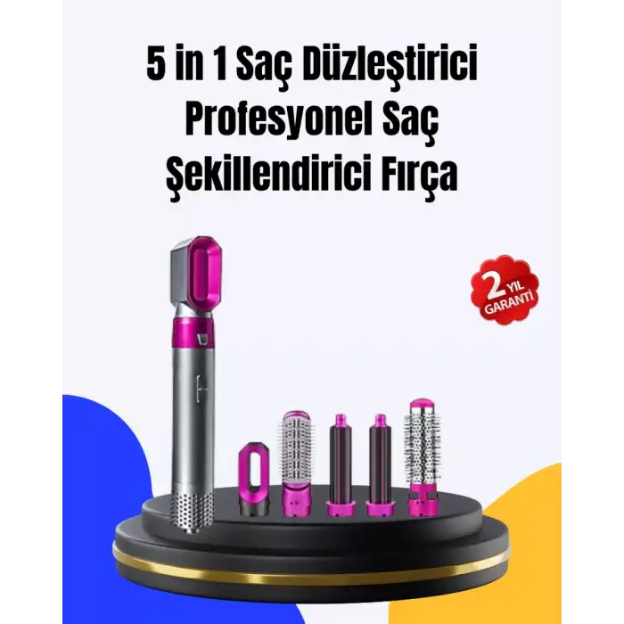 AsilTech 5 Parça Saç Şekillendirme Seti Düzleştirme Dalga ve Bukle Yapma