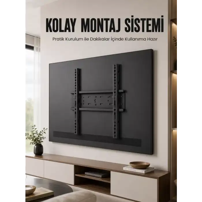 AsilTech 50-95 İnç Sabit TV Duvar Askı Aparatı Güçlü Çelik Gövde Kolay Montaj Geniş VESA Uyumlu
