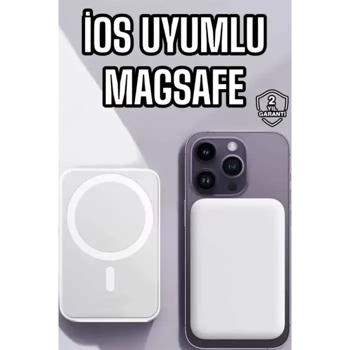 AsilTech 5000 Mah İOS Uyumlu Magsafe Kablosuz Şarj Hızlı Şarj Desteği