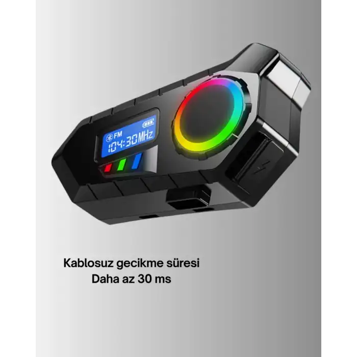 AsilTech 500mAh Bataryalı Bluetooth 5.4  İnterkom LED Ekranlı FM Destekli