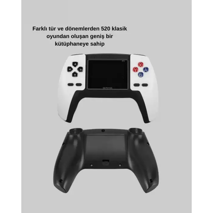 AsilTech 520 Klasik Oyunlu P5™ ControllerView Retro Konsol – Şarjlı,  Ergonomik Tasarım