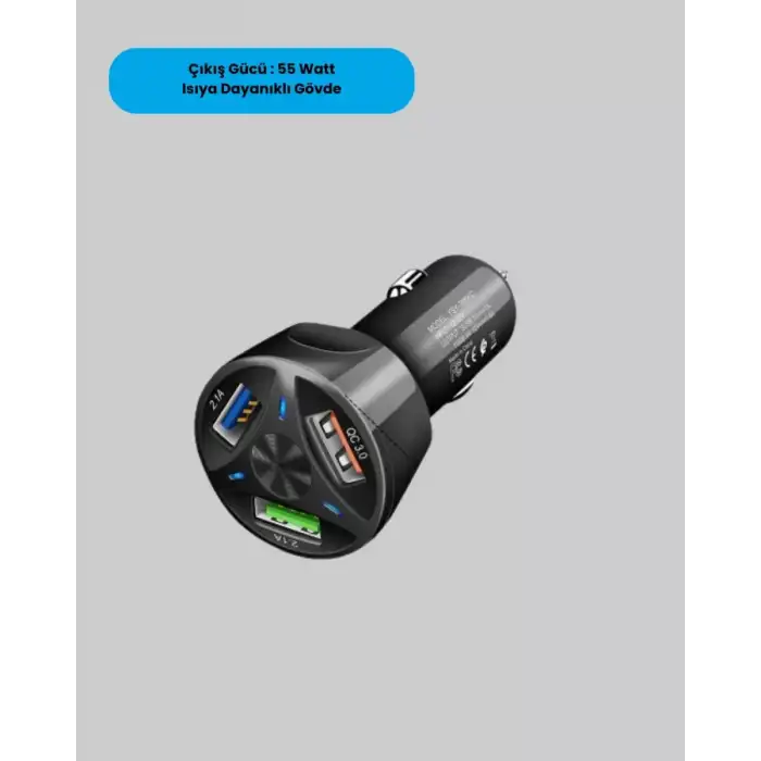 AsilTech 55W PD ve Quick Charge 3.0 Destekli Polygold Araç Şarj Adaptörü
