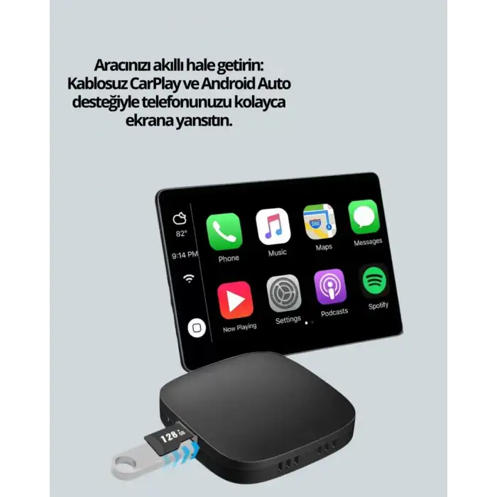 AsilTech 5.8GHz WiFi Destekli Kablosuz Android Auto Dönüştürücü Yeni Nesil