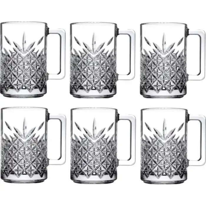 AsilTech 6lı Kulplu Kristal Meşrubat Bardağı