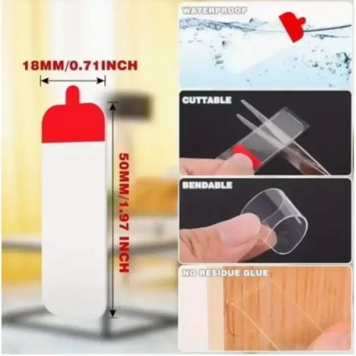 AsilTech 60 Parça Kolay Açılır Güçlü Çift Taraflı Bant 18mmx50mm