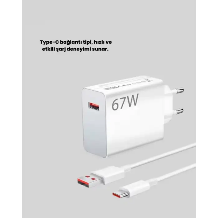 AsilTech 67 Watt Type C Hızlı Şarj Başlık Xiaomi Black Shark Uyumlu