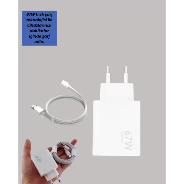 AsilTech 67W Hızlı Şarj Adaptörü ve Veri Aktarım Özellikli Type-C Kablo Seti