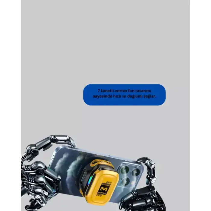 AsilTech 7 Kanatlı Vortex Fanlı Akıllı Telefon Soğutma Aparatı