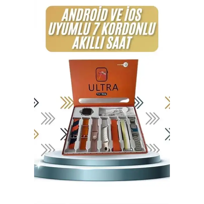 AsilTech 7 Kordonlu Akıllı Saat Plastik Kordon Hasır Kordon Çelik Kordon