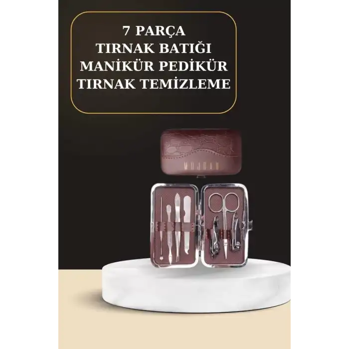 AsilTech 7 Parça Manikür Pedikür Seti El Ayak Bakımı Çantalı Paslanmaz Çelik
