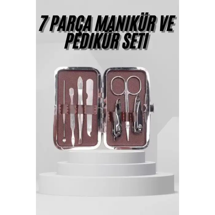 AsilTech 7 Parça Paslanmaz Çelik Manikür ve Pedikür Seti Çantalı Profesyonel